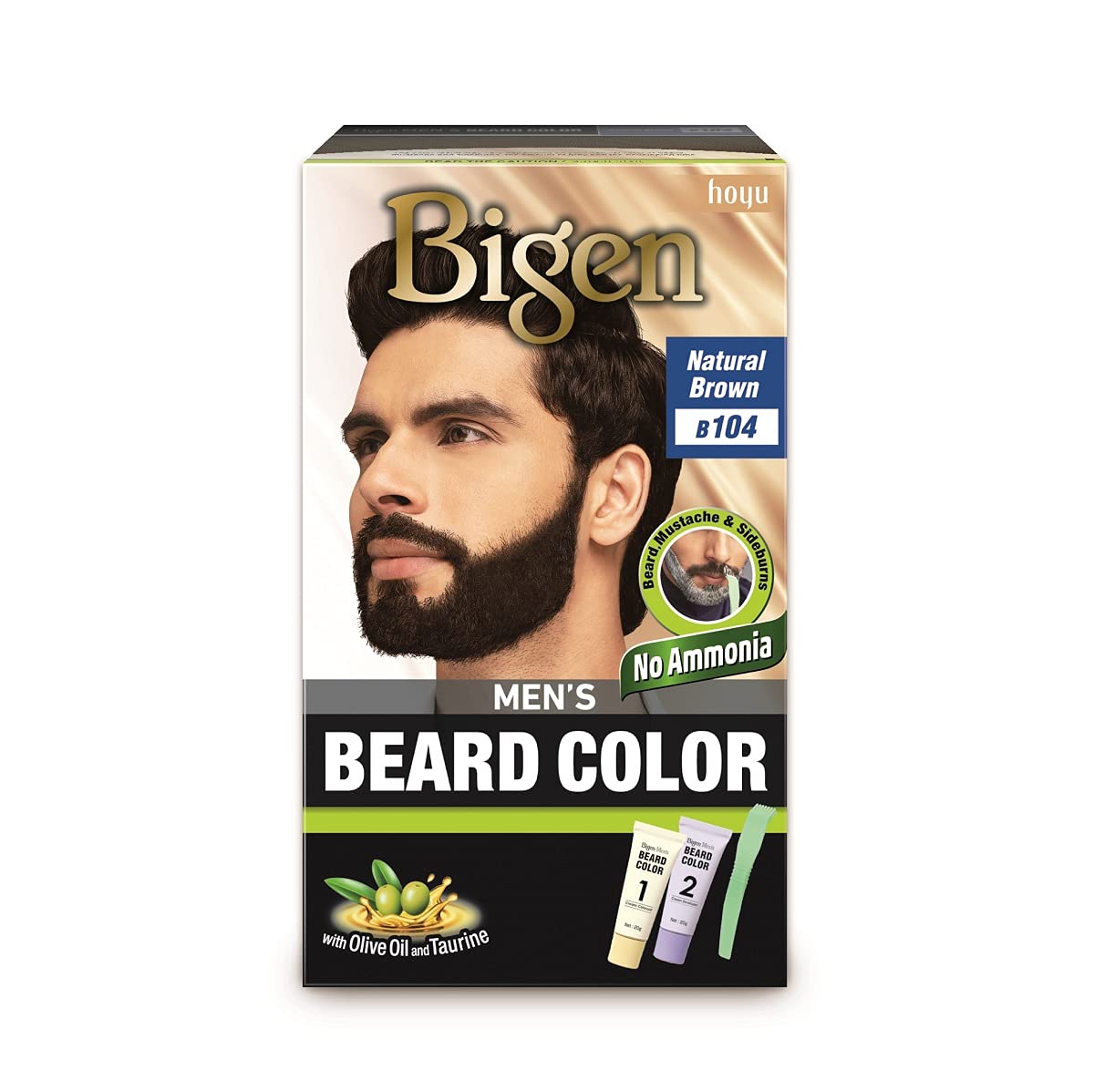 Bigen Mens Beard Colour (Natural Brown B104) No Ammonia