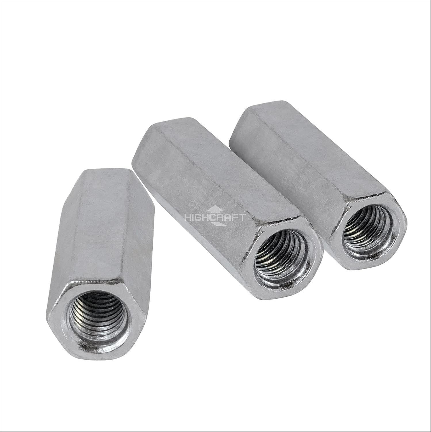 Highcraft DSP-A34 Rod Coupling Nuts 1/2-Inch Diameter by 1-1/2-Inch Length, Zinc Plated, 50 Pack