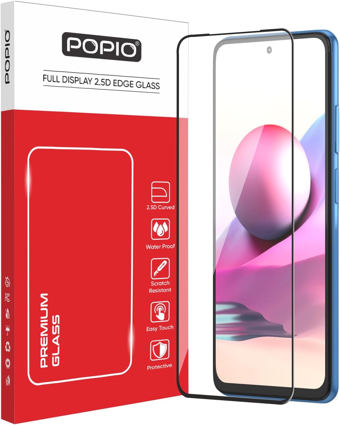 POPIO Military-Grade Gorilla Tempered Glass for Xiaomi Redmi Note 10 / Redmi Note 10s | 9H Hardness, Edge-to-Edge, Bubble-Free