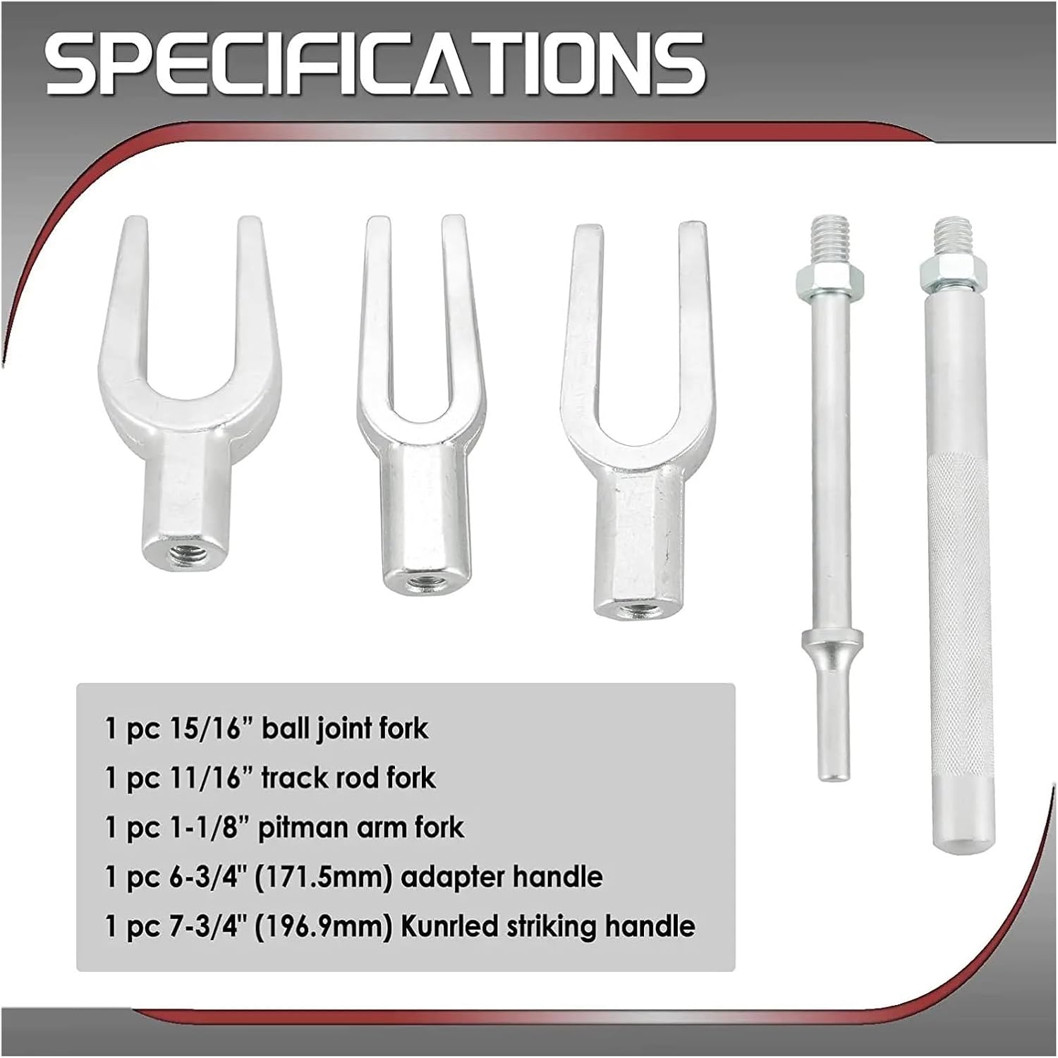 Ball Joint Tie Rod and Pitman Arm 5 Piece Tool Kit Separator Compatible with Cars and Light Trucks