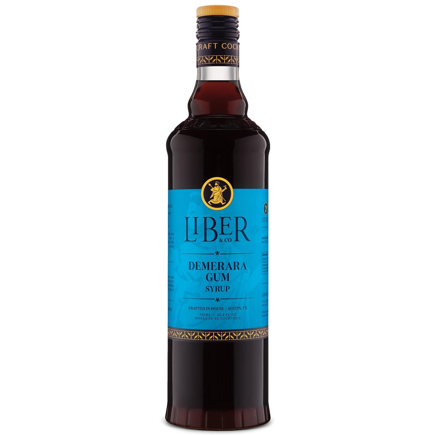 Liber & Co. Demerara Gum Syrup - Makes 50 Cocktails - Rich Cocktail Syrup Made with Premium Demerara Sugar & Gum Arabic - Perfect for Old Fashioneds, Whiskey Sours & Tiki Cocktails - (25.4 fl oz)