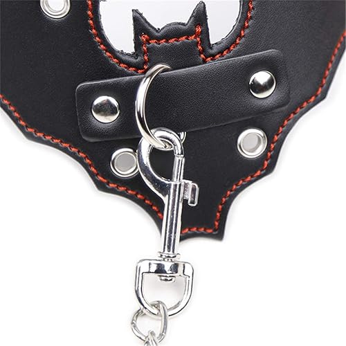 Miniatura 6 de Gargantilla de cuero con forma de murciélagos con cadena de metal, collar ajustable para cosplay, punk, Cuero, No es una piedra preciosa