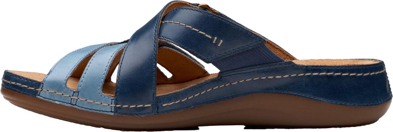 Clarks - Womens Cecily Slide Sandals, Color Blue Combi, Size: 6.5 W US