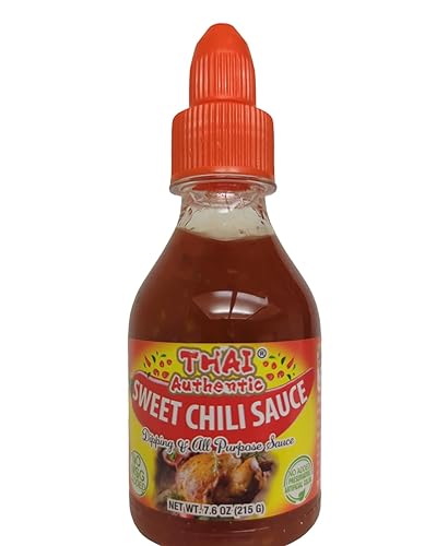 Thai Authentic Salsa de chile rojo dulce, 7.6 onzas, una botella de 7.6 onzas de salsa de chile dulce, perfecta para mariscos, alas, verduras y más