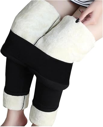Fleece Lined Leggings for Women Thermal Sherpa Lined Leggings Tummy Control Plus Size Warm Tights for Cold Weather