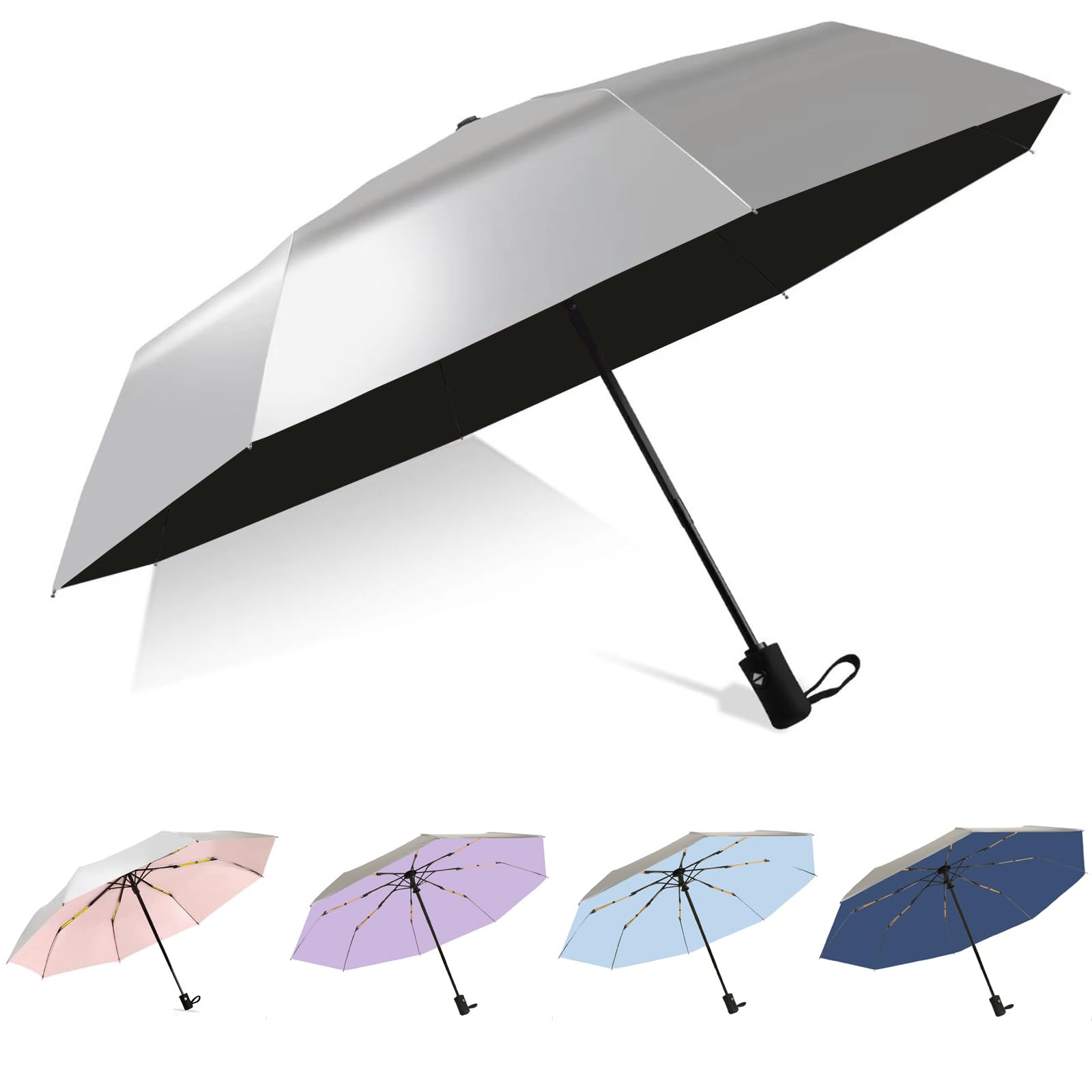 vavcktye UPF 50+ UV Umbrella for Sun Protection Windproof Sun Umbrella with Titanium Coating Compact Lightweight Folding Umbrella for Travel Automatic