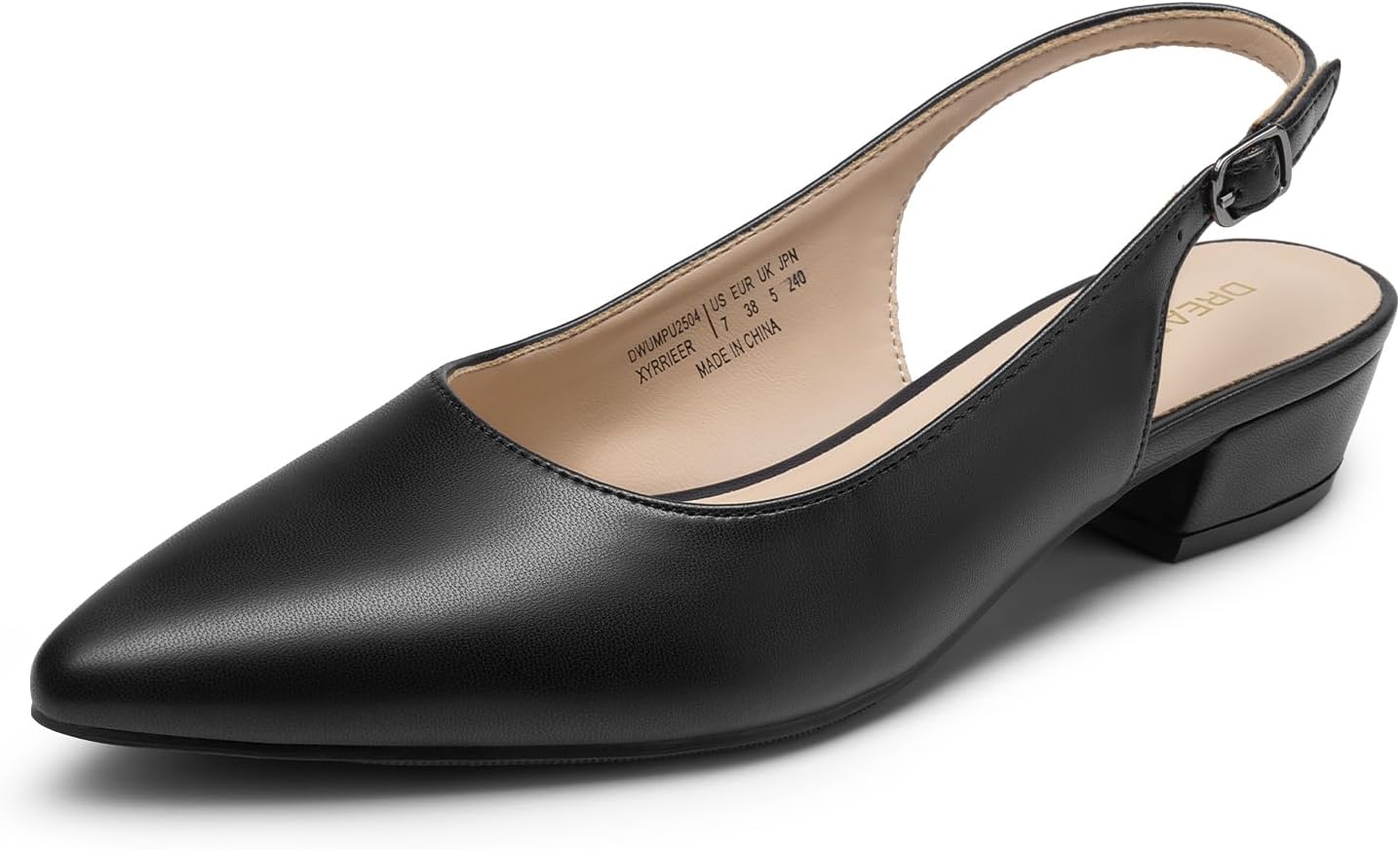 DREAM PAIRS Kitten Slingback Low Block Heels for Women Pointed Closed Toe Business Dress Shoes Wedding Party Comfortable Pumps Shoes