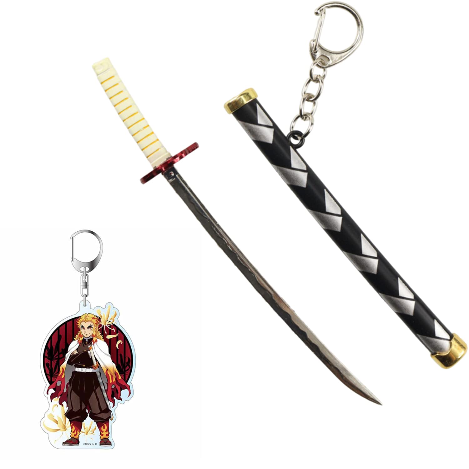 Buy Demon Slayer Mini Katana Toy with Kimetsu no Yaiba Anime Figure Keychains, 6 Inches
