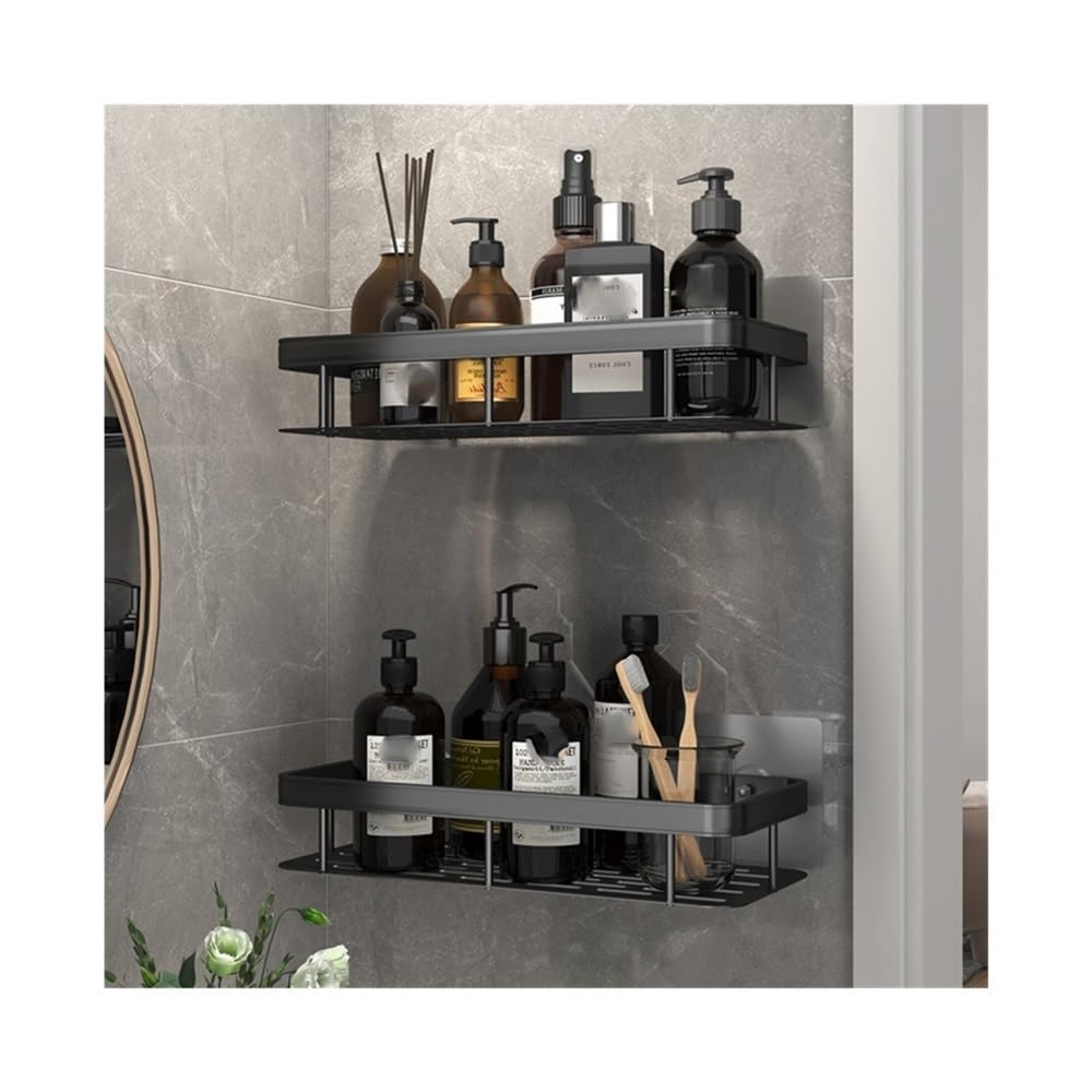 ZJHFFFG Shower Caddy Basket Shelf No Drilling Adhesive Wall Mounted Bathroom Storage Rack Rust Proof Stainless Steel Shower