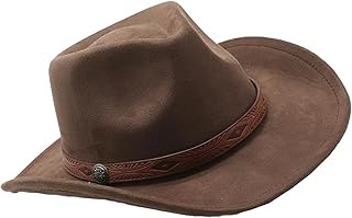Ioklin Western Cowboy Hat for Men, Wide Brim Suede Hat with Adjustable Strap for Sun Protection, Ideal for Outdoor Activit...