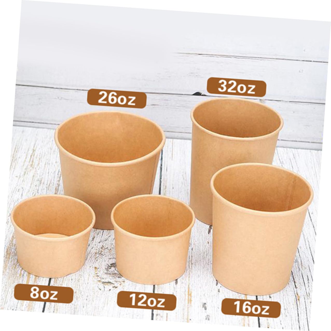 50 Pezzi Bicchiere per Zuppa Usa e Getta in Carta Kraft da 12 Oz con Coperchio, Superficie Liscia per Etichettatura, Resistente a Perdite e Rotture, per Yogurt e Cereali