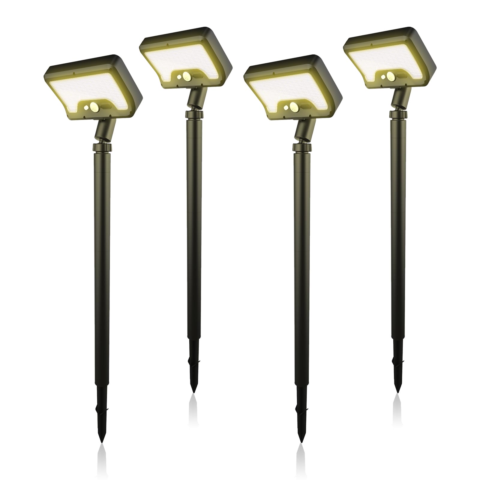 Solarlampen für Außen Garten: IP65 Wasserdicht Solarleuchten Garten mit Bewegungsmelder USB & Solar - 3 Helligkeitsstufen Hof Eingangstür Gehweg (4 Stück)