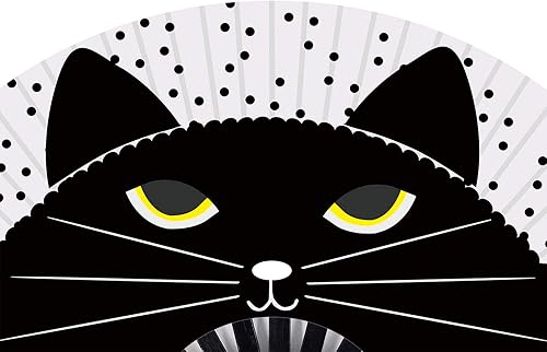 Miniatura 9 de Amajiji Abanicos plegables grandes para bailar en línea, gran abanico de golpes para botas en el suelo, baile, fiesta, decoración, festival (gato