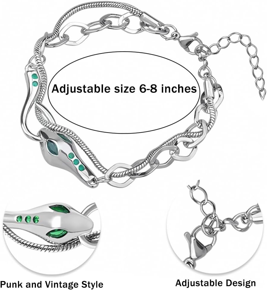 Punk Snake Bracelets,Adjustable Vintage Silver Serpent Wrap Cuff Bangle Open Bangle Bracelet for Women Man Elegant Gift - Image 3