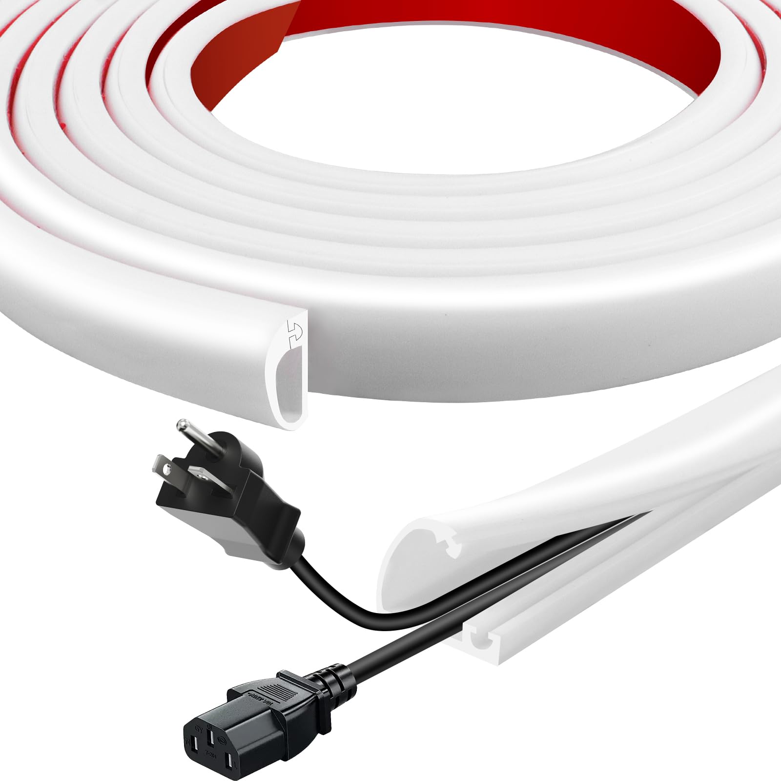 1M Mini Silicone Cable Trunking Self-Adhesive Cable Cover, Half Round Wire Cover for TV, Wall, and Desk, Cable Hider for One Cords, Cable Raceway Home & Office Trim