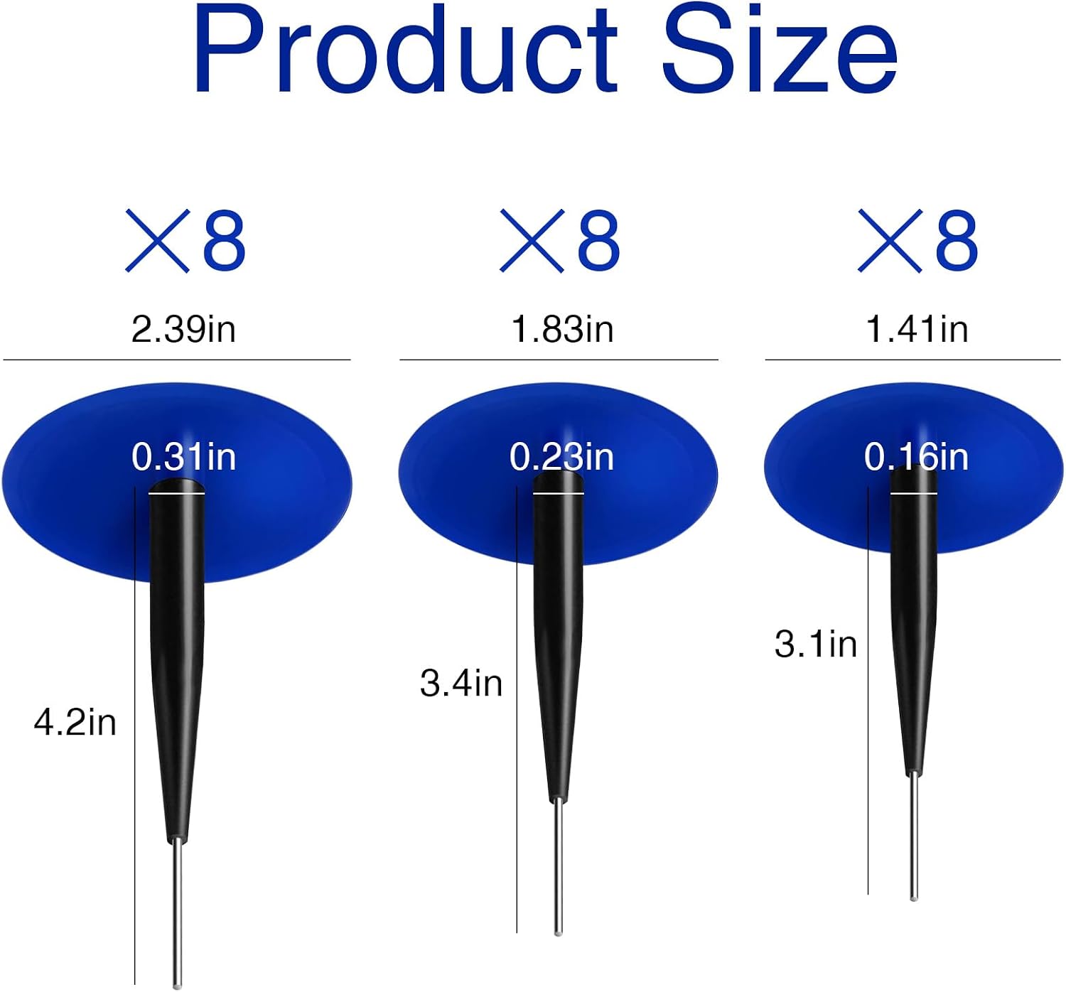 24 Pcs Tire Plug Patch Kit Automotive Tyre Repair Plug Patch Mushroom Nail 0.14' x 1.42', 0.22' x 1.82', 0.3' x 2.37' Wrapped Stems (8pcs Each) for Car Motorcycle Truck Bus, Agricultural Tyres