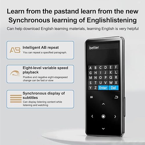 Miniatura 4 de Reproductor de MP3, reproductores MP3 MP4 de 32 GB con Bluetooth 5.2 soporta música sin pérdidas, altavoz HD integrado, reproducción de