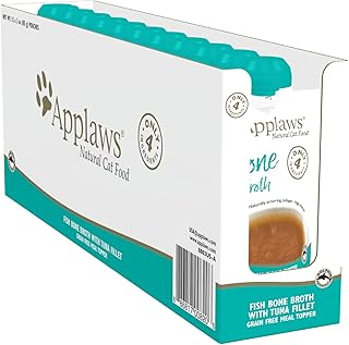 Applaws Wet Cat Food, 12 Pack, Limited Ingredient Wet Cat Food Pouches, Fish Bone Broth with Tuna Fillet in Broth, 12 x 3oz Spout Pouches