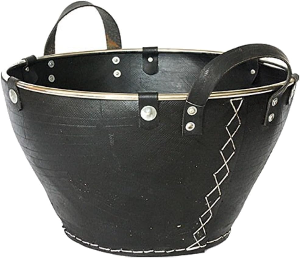 LARGE LOG BASKET Ø 19" WITH METAL FRAME - RECYCLED CAR TIRES - HANDMADE - FAIRTRADE