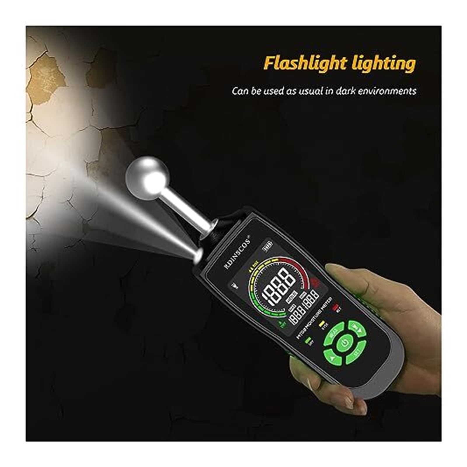 Misuratore digitale di umidità del legno MT68 Rilevatore senza contatto con schermo LCD e allarme