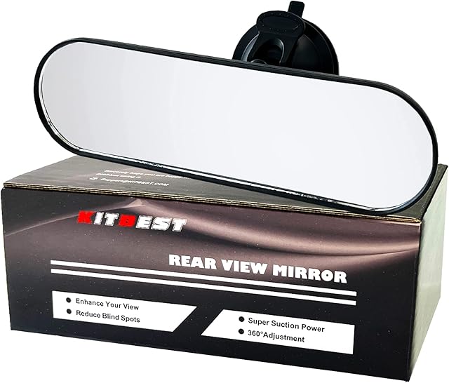 KITBEST Rear View Mirror for Driving Test, Rear View Mirror, Car Mirror for Instructor Examiner Learner Driver and Driving Test & Lesson Adhesive Interior Suction Cup Rearview Mirror (220 x 64mm)