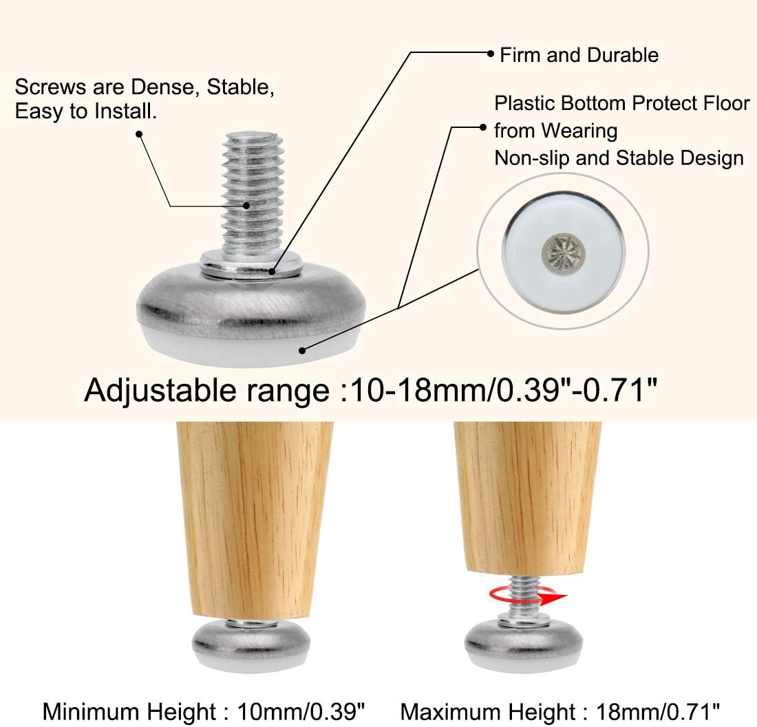 Sourcingmap M8 x 15 x 28mm Screw on Furniture Glide Leveling Feet Adjustable Leveler Pad for Chair Industrial Machine Desk Leg White Cap - Image 5