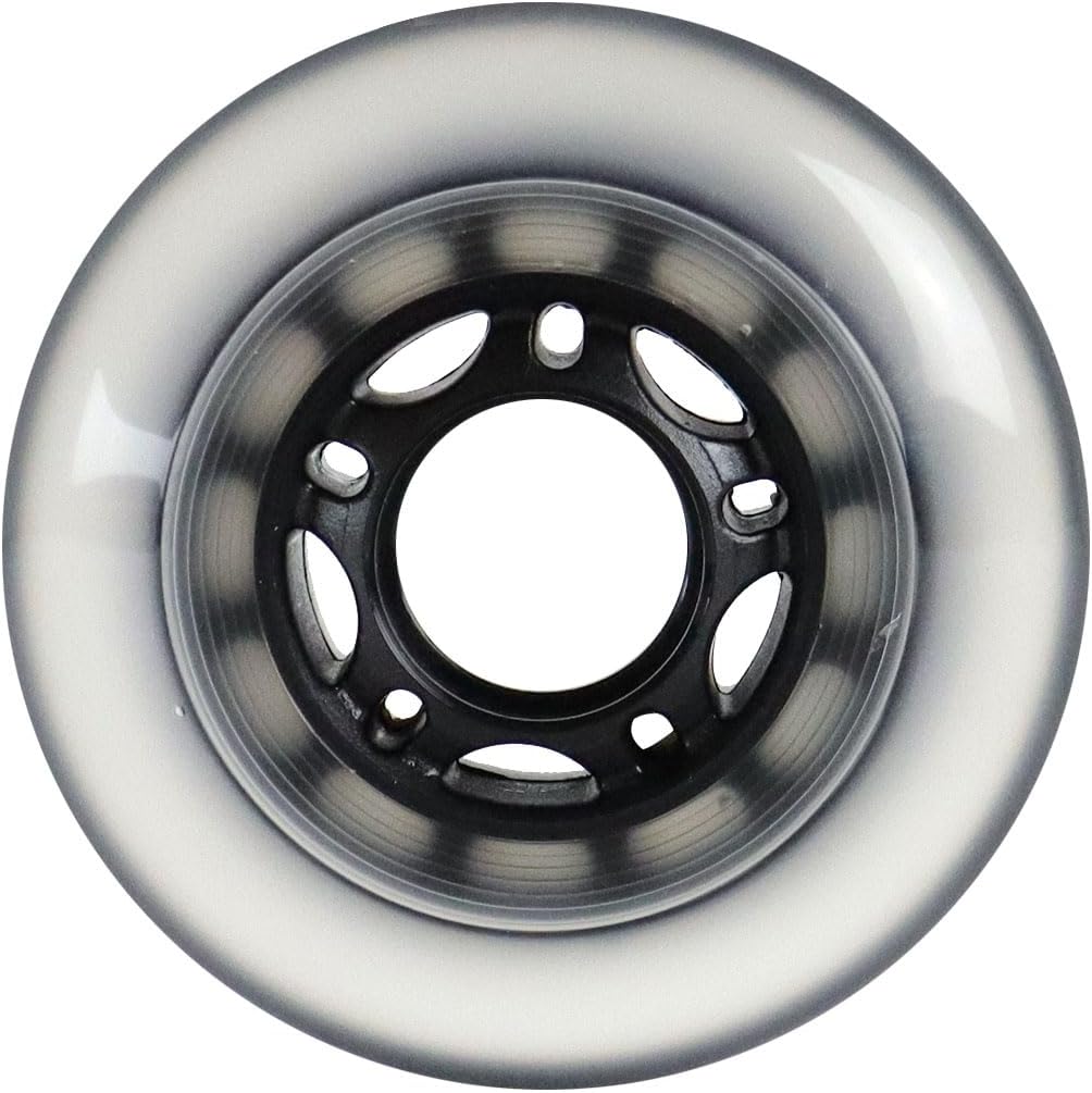 Player's Choice Indoor Roller Hockey Wheels 4-Pack - Ginos Clear Grey Dual-Pour 74A Hardness for Skates - Super High Rebound Urethane