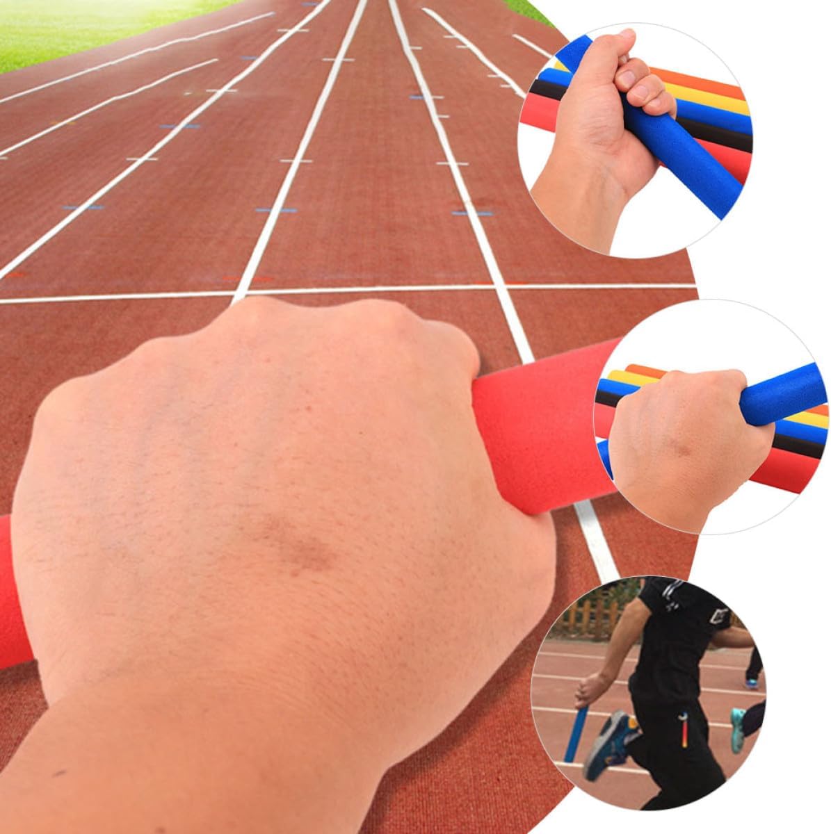 5pcs Anti-Skid Sponge Relay Race Sticks Lightweight Outdoor Sports for Competition Training with Multi-Color Foam Covers