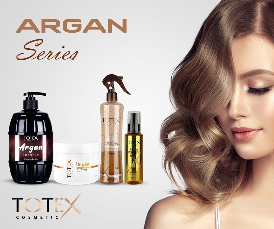 Après-shampooing sans rinçage Totex lot de 2 sprays biphasés 400ml à l'argan avec styler