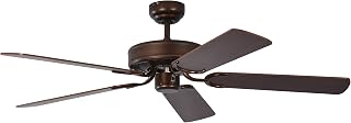 Deckenventilator ohne Beleuchtung Potkuri, Gehäuse Bronze Antik, Wendeflügel Mahagoni oder Mahagoni mit Rattaneinlage , 132 cm, für Räume bis zu 25m²