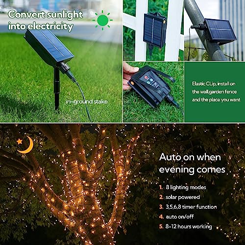 woohaha 2 Pack Solar Outdoor String Lights,Total 144ft 400 LED Solar Christmas Lights with Remote and Timer, 8 Modes Twinkle Lights Outdoor Waterproof for Tree,Garden,Patio,Xmas,Party(Warm White) thumbnail 3