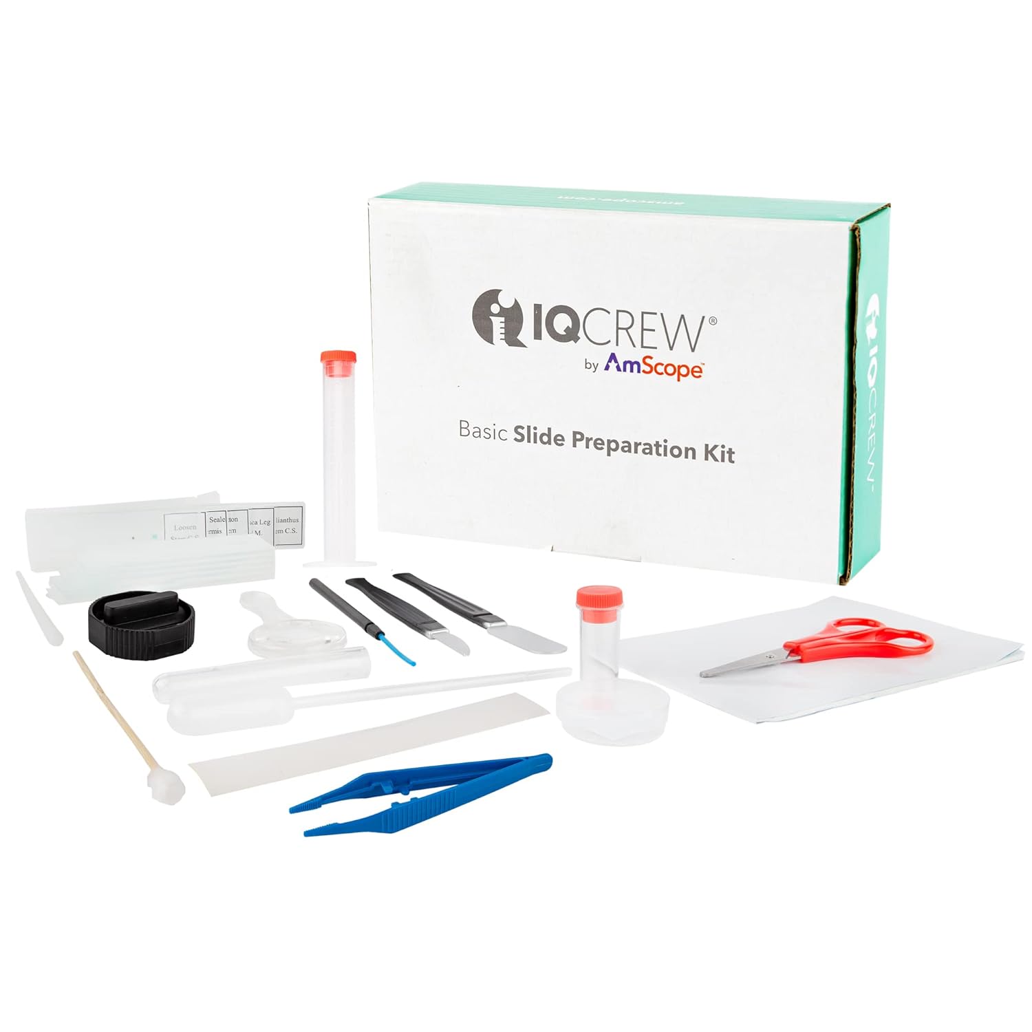AmScope IQCrew 35Piece Microscope Slide Preparation Kit Essential
