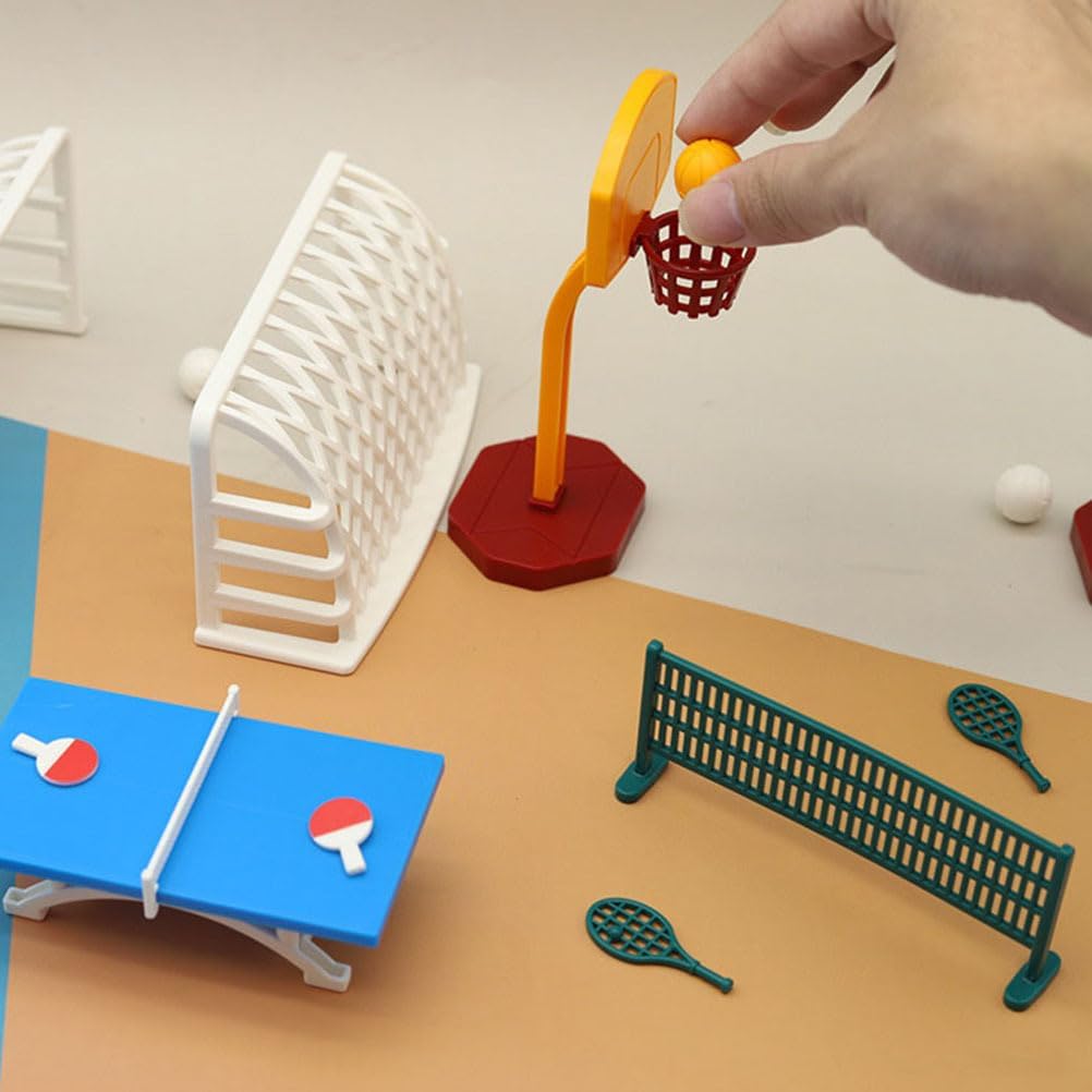 Doll House Accessories Table Tennis Bat Dollhouse Basketball Hoop Table Tennis Set Miniature Fun Sports Novelty Ball Bats Accessories Equipment
