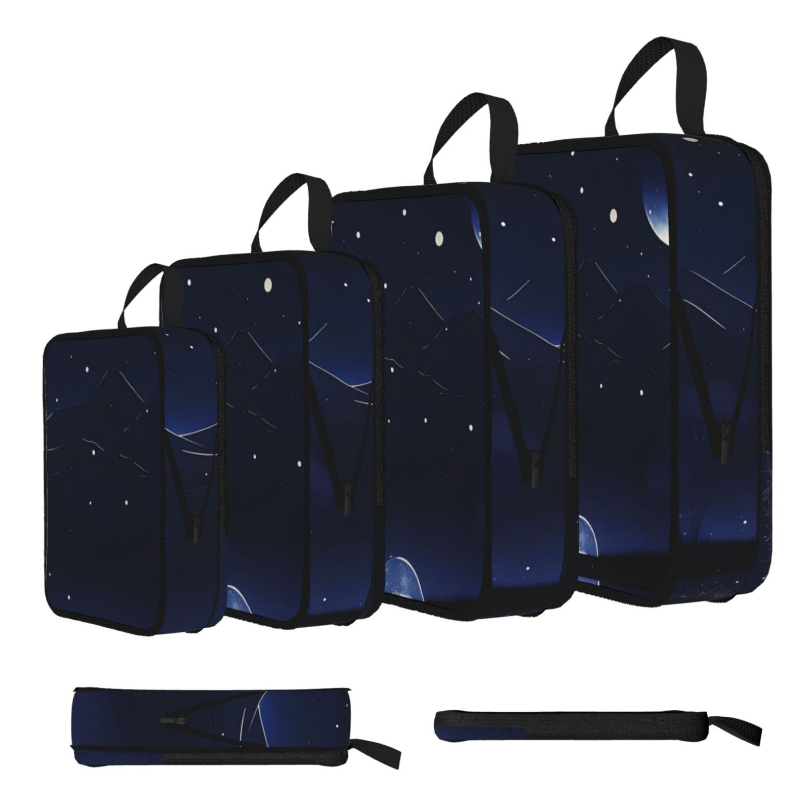 Serene blue night view Compression Packing Cubes 4 Piece Set