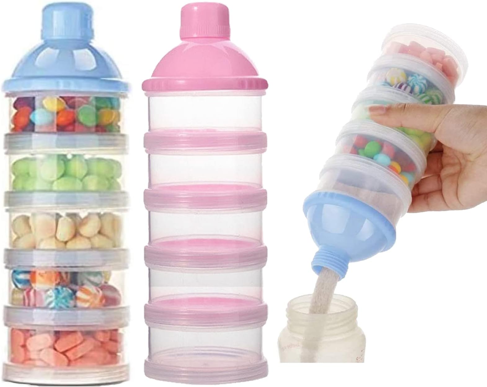 2 PCS 5 Layers Baby Milk Powder Dispenser, Milk Powder Pots