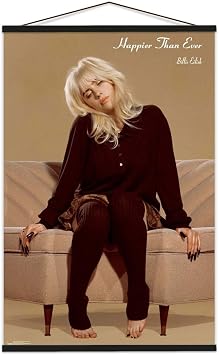 Scorpio Posters Billie Eilish - Happier Than Ever - Couch Poster - Officially Licensed - 24" x 36" with Poster Hanger Black Color