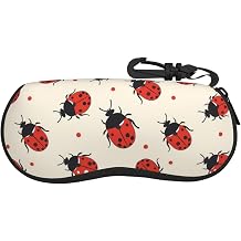 Cute Ladybirds A Print Sunglasses Case Ultra Light Neoprene Zipper Eyeglass Pouch for Men and Women with Plastic Hook