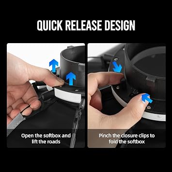 AMBITFUL 11.8/30cm Mini Softbox Quick Release & Fold Soft Box Bowens Mount with Speedlight Bracket,Compatible with COB LED Video Light with Diffusers/Honeycomb Grid/Bag (PS 30 SE)