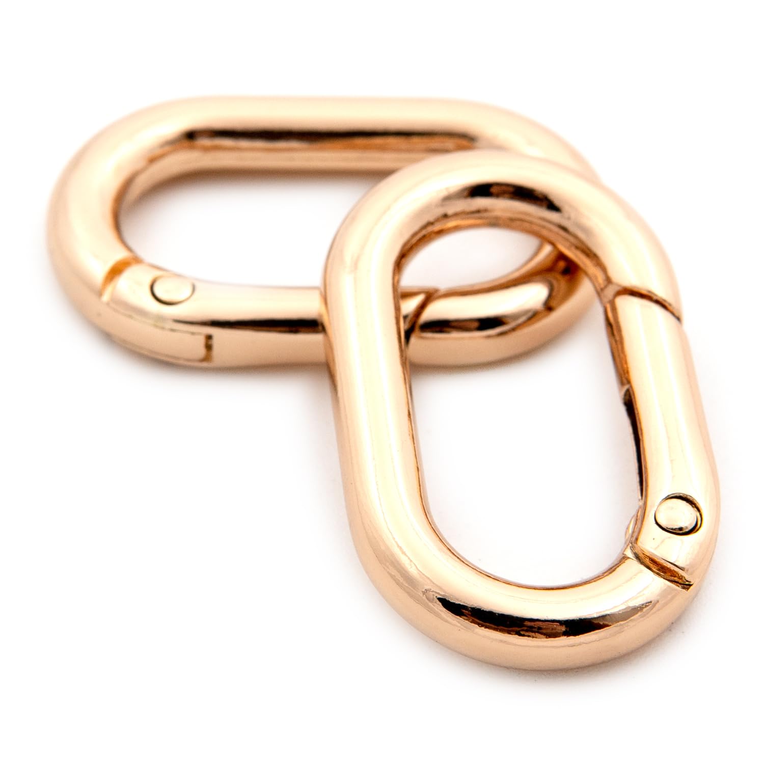 Carabiner Metal Spring Key Ring, 10 PCS Spring Keyring Buckle, Oval Ring for Bags (Gold, 1