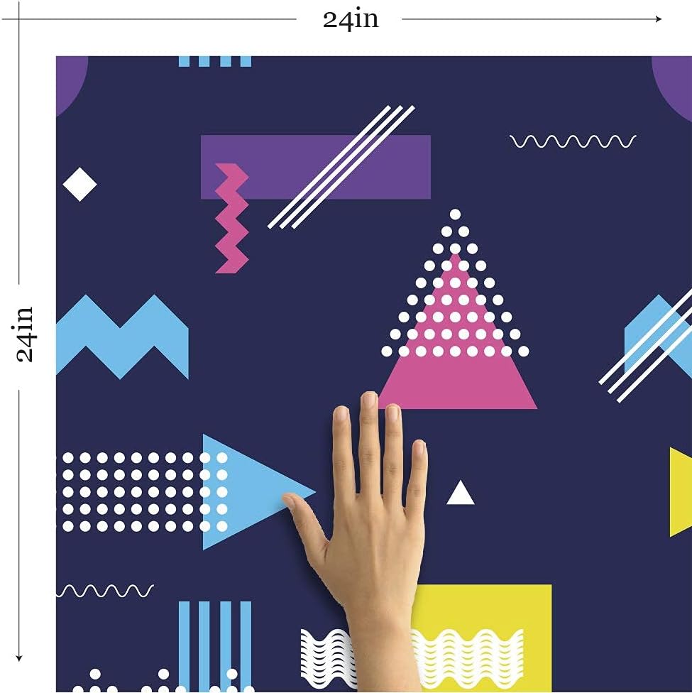 Walls By Me Peel and Stick Pink and Yellow Geometric Themed Removable Wallpaper 1062-2ft x 4ft (61x122cm)