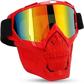Cycling Goggles Face Cover, Cycling Windproof Helmet Goggles Glasses with Face Cover Motorcycle Skull Goggle Face Cover Of...