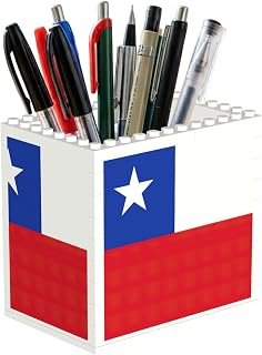 Flag Of Chile Print Uv Print Block Pencil Cup, Detachable Creative Block Desk Organizer Office Abs Pen Holder