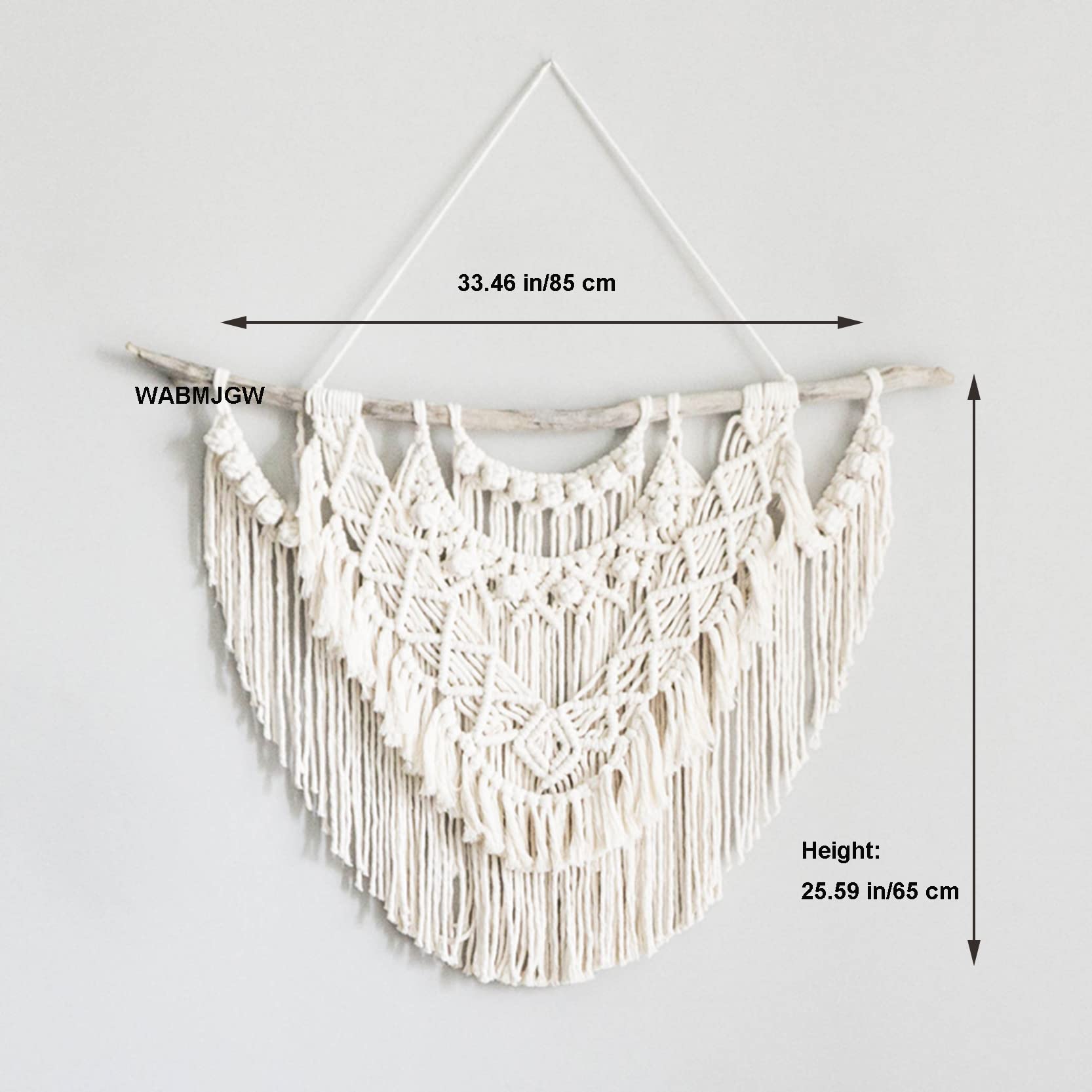 WABMJGW Tapiz de macramé Bohemio para Colgar en la Pared, Tapiz de macramé, Tapiz de Cuerda de algodón, para Colgar en la Pared, para Dormitorio, Sala de Estar, Color Beige, 120 x 100 cm