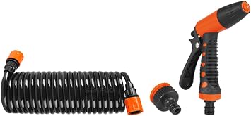 SEAFLO Portable 20 Hosecoil Washdown System, Coiled Hose Spray Gun, Adjustable Nozzle, Marine RV Boat Deck Cleaning System