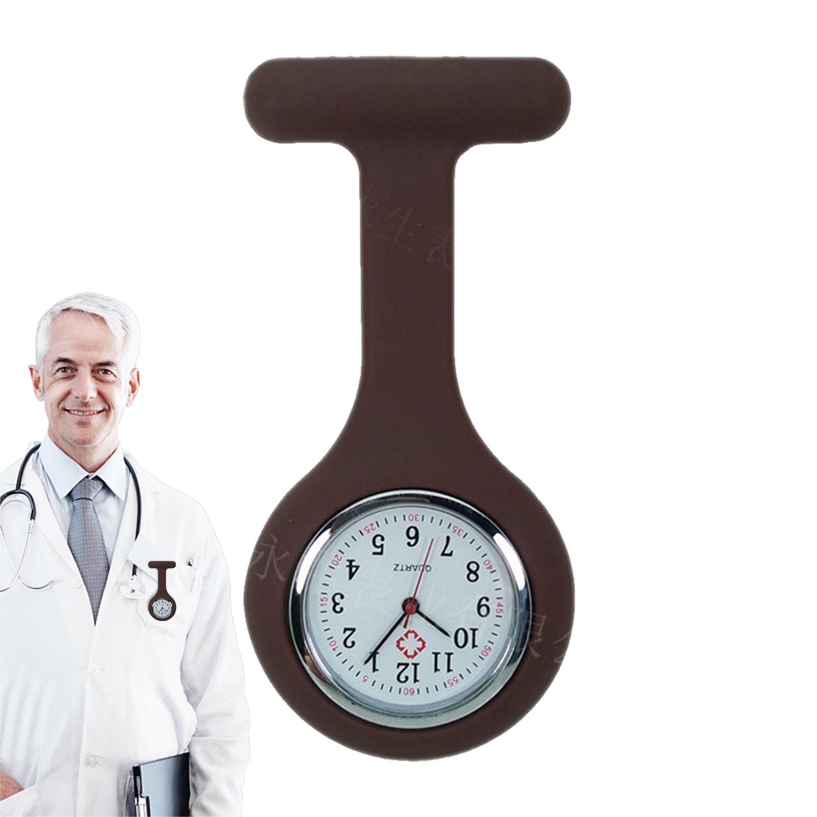 elbme Pocket Watch | Silicone Paramedic Fob Watch,Stain Control, Secondhand, Lapel Brooch Watch for Women Doctors Nurses-picture-41