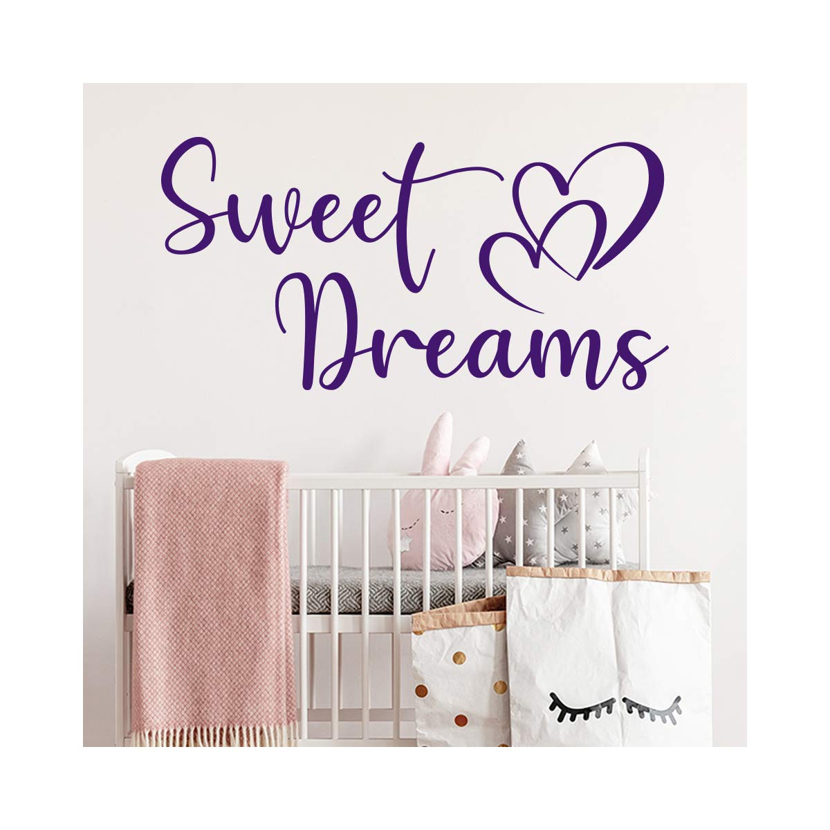 StickerDeen | Sweet Dreams Quote Wall Sticker - Decoration Removable Nursery, Baby Bedroom Art Vinyl Decal Gift | (Large) (Purple)