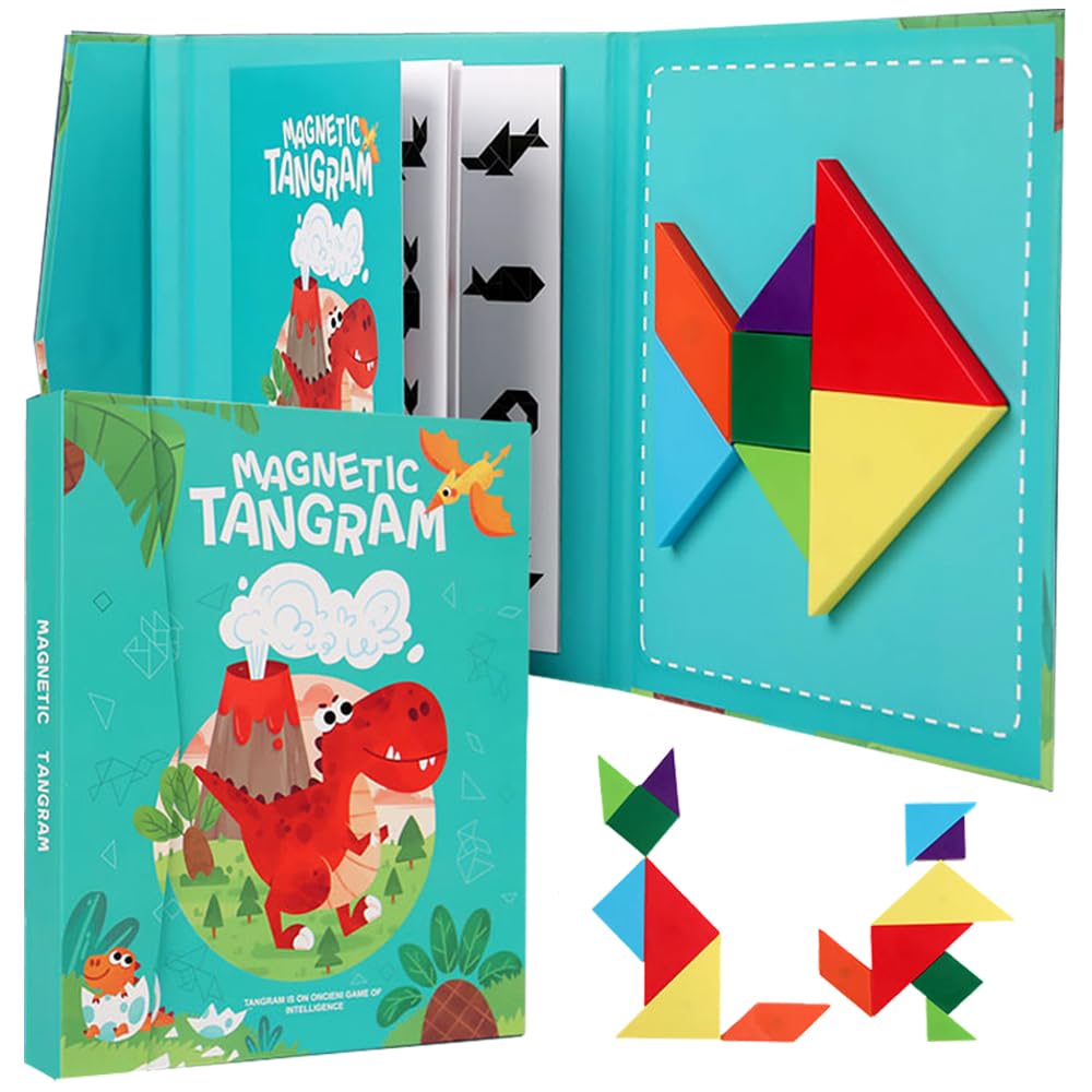 Tangram Bambini Magnetico - Gioco Educativo Montessori da 3 Anni - Puzzle Smart da Viaggio - Attività Calma Treno Aeroplano e Auto - Rompicapo - Regalo Natale Compleanno