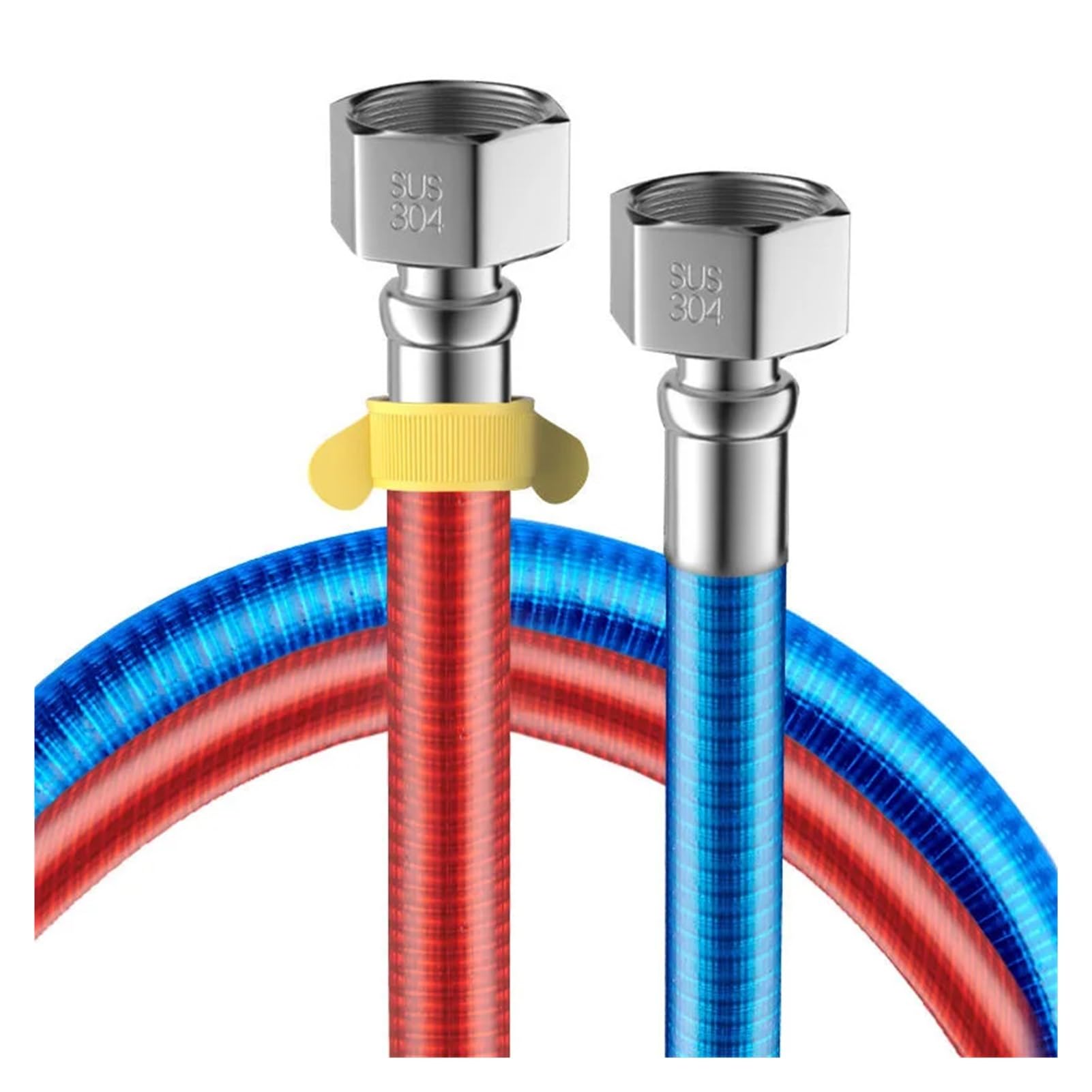 1 par de fuelle acero inoxidable 304, tubo corrugado for inundación, manguera plomería agua caliente y fría, longitud conformación, conexión for calentador(60cm)