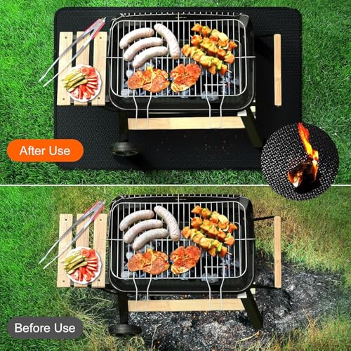 Alckijy Feuerfeste Unterlage | 100 * 150cm Faltbare Hitzeschutzmatte | Bodenschutzmatte | Grillmatten | Bodenmatte | Grillteppich | Funkenschutzplatte | für BBQ Grills Kaminöfen Boden Rasen usw