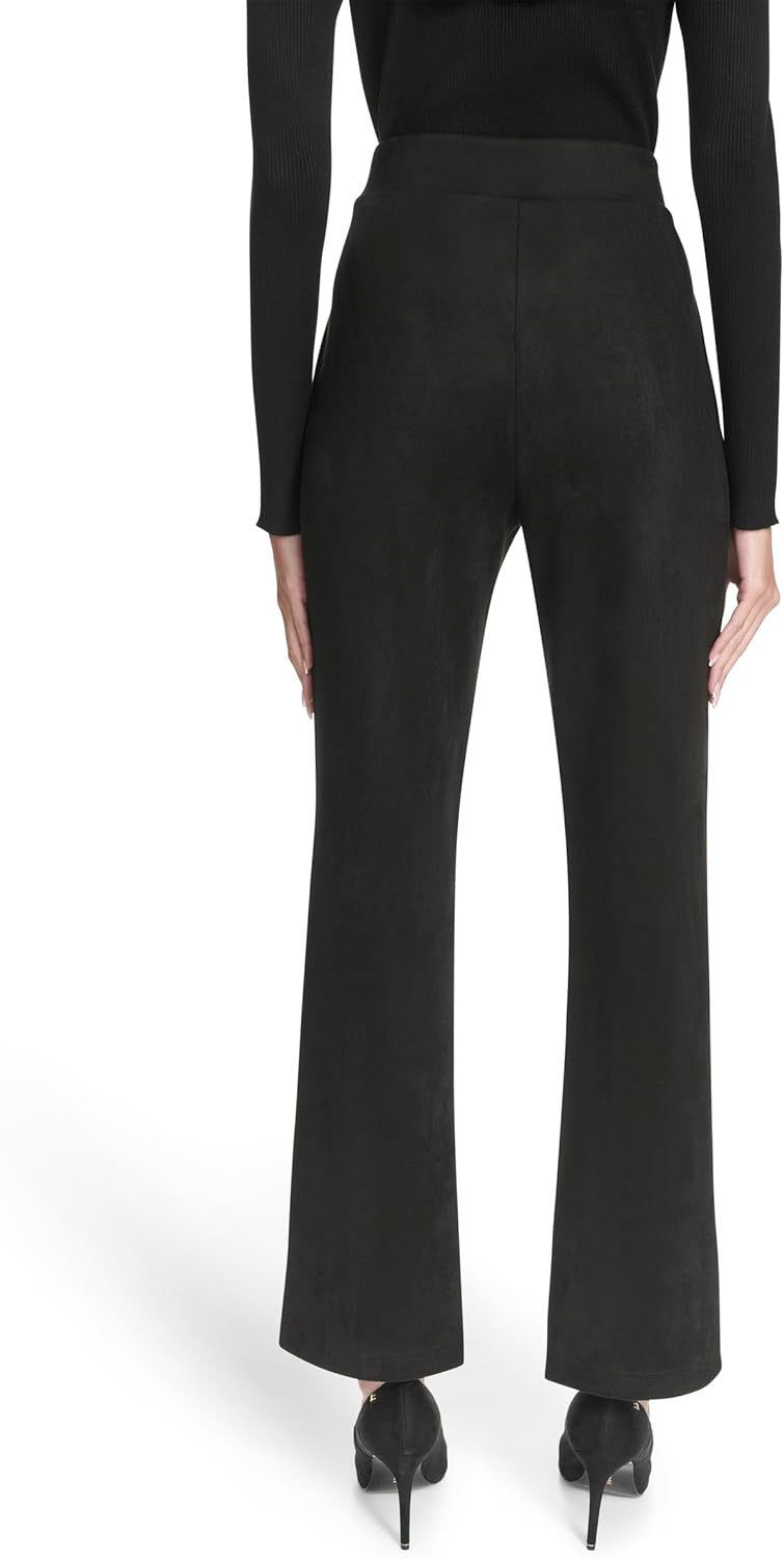 H Halston Womens Split Front Pull on Faux Suede Pants - Image 6